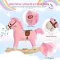 thumbnail image 4 of Interactive Plush Rocking Horse with Sounds for Toddlers, Pink Wooden Rocker for Kids Ages 3-6, Soft Safe Baby Rocking Chair, 4 of 9