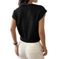 thumbnail image 4 of Women'S Summer Off Shoulder Floral Sweaters Cap Sleeve Loose Knit Cute Pullover Tops, 4 of 8