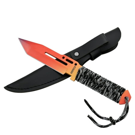 Dispatch 4.4 Blade Length Multi-Color Fixed Blade Hunting Knife Camping Knife with Leather Sheath and Handle with Cord
