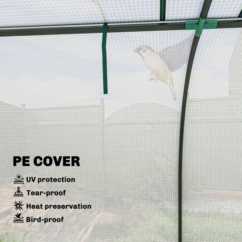 Alvantor White 177.2" L x39.4" W x 31.5" H Mini Greenhouse with 4 Roll-Up Doors
