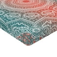 thumbnail image 2 of Ambesonne Coral and Teal Fitted Sheet, Modern Mandala, Queen Size, Coral Teal, 2 of 3