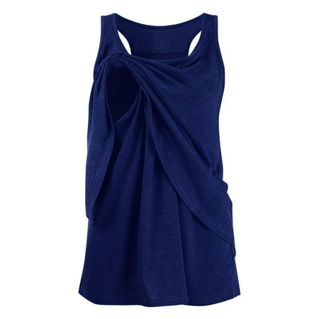 

Tangnade Maternity Clothes Fashion Women Maternity Nursing Wrap Double Layer Sleeveless Blouse T Shirt