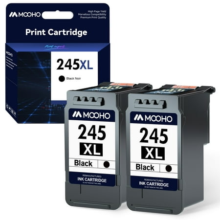 245 245XL Black Ink Cartridge Higher Yield Replacement for Canon PG-245 245XL Black Ink for Cannon MX490 MX492 MG2522 TS3100 TS3122 TS3300 TS3322 TS3320 TR4500 TR4520 TR4522 (2 Black)
