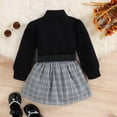 thumbnail image 4 of Toddler Girl Long Sleeve High Neck Solid Color Sweater + Striped Pleated Skirt Matching Waist Bag In Same Color, 4 of 9