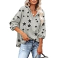 thumbnail image 1 of Mujer Impreso Cordón Jersey Caída Hombro Manga Larga Bolsillo Cremallera Casual Sudaderas Gris L, 1 of 6