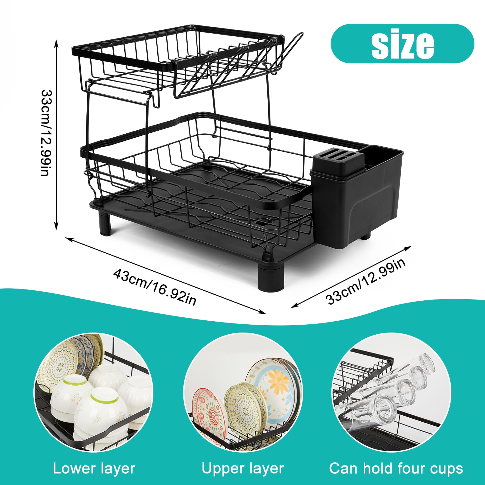 Dish Drying Rack, Dish Rack，Dish Drainers，Kitchen Accessories，Dish Racks with Drain Board，Large Dish Drying Rack，Dish Rack Over The Sink，Drying Rack Kitchen