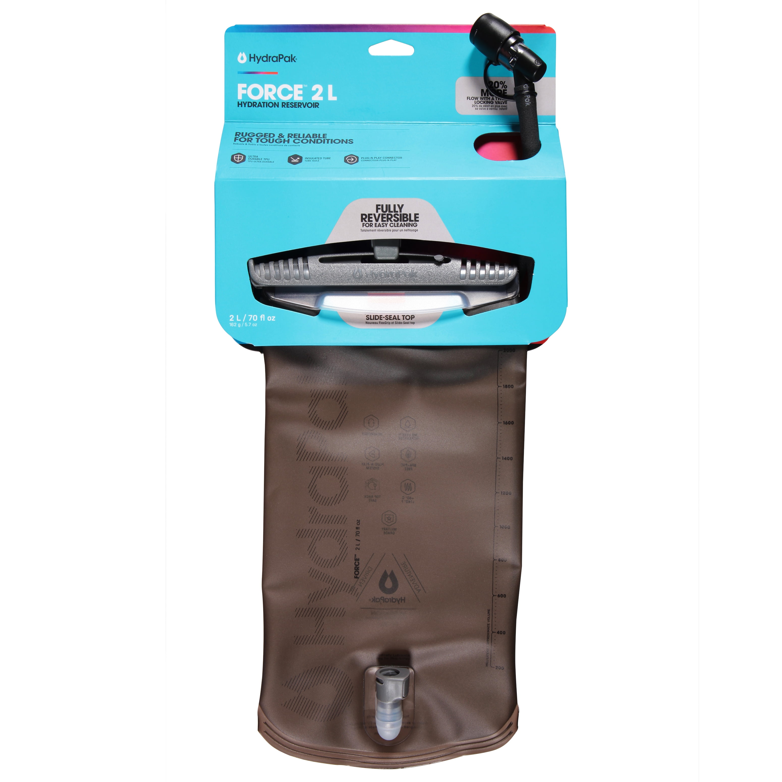 HydraPak Force Slide-Seal hydratation réservoir vessie Système-Mammoth Grey 