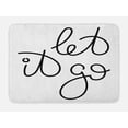 thumbnail image 1 of Let It Go Bath Mat, Typography in Cursive Hand Written Simple Font on a Plain Backdrop, Plush Bathroom Decor Mat with Non Slip Backing, 29.5" X 17.5", Charcoal Grey and White, by Ambesonne, 1 of 2