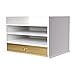 thumbnail image 3 of Kate and Laurel Industrious Desktop Wood Letter Tray with 3 Trays and Drawer, White and Gold, 3 of 4