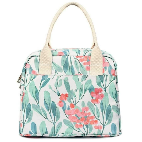 Floral Lunch Bag for Women, Reusable Insulated Cooler Cute Lunch Tote Box for Office Work