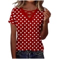thumbnail image 2 of Aimik Women's Casual Random Polka-Dot Print T-Shirt with V-Neck and Short Sleeve Cross-Neckline Summer Summer Top, 2 of 6