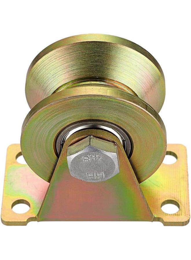 Pack of 2 2" V-Groove Wheels, Heavy Duty Rigid Casters for Inverted Track, Rolling Gate, Industrial Machine Carts, Wire Rope Rail