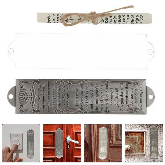 1 Set of Religious Door Decor Mezuzah With Scroll For Door Household Metal Mezuzah With Scroll
