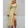 thumbnail image 3 of Vestido Con Hombros Descubiertos, Hombros Descubiertos Una Línea Vestido Midi Fluido Estampado Floral Escote Cuadrado Dividido Para Cita Para Mujer ANGGREK GI1711, 3 of 8