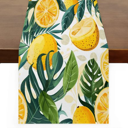 

Qzaxky Table Runner Boho Table Runner Lemon Summer Bohemian Boho Outdoor Table Runner Decoration for Indoor Outdoor Home Dinner Party Wedding Decor 13 x 72 Inch