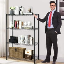 Dkelincs Adjustable Metal Shelf 4 Tier Wire Shelf Unit Total 1000 lbs Weight Capacity for Kitchen, Office, Black