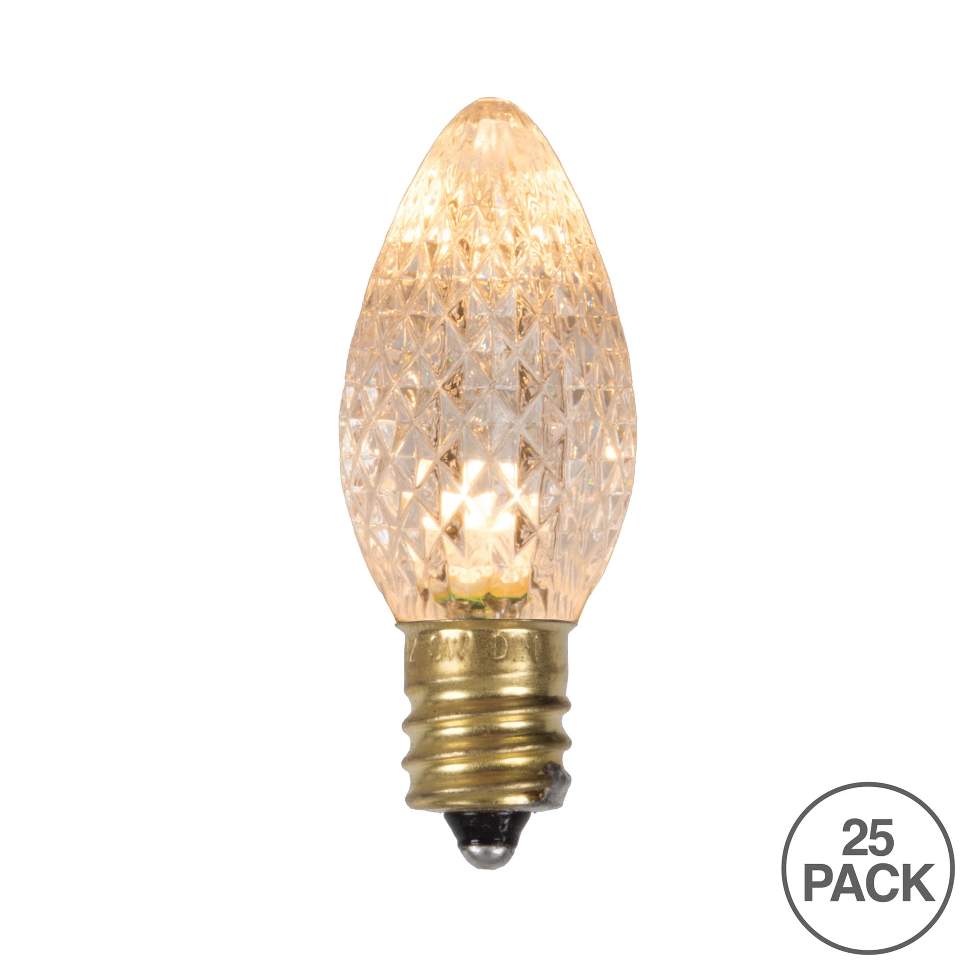 Vickerman C7 LED Sunny Warm White Faceted Twinkle Bulb, CSA Approved, package of 25