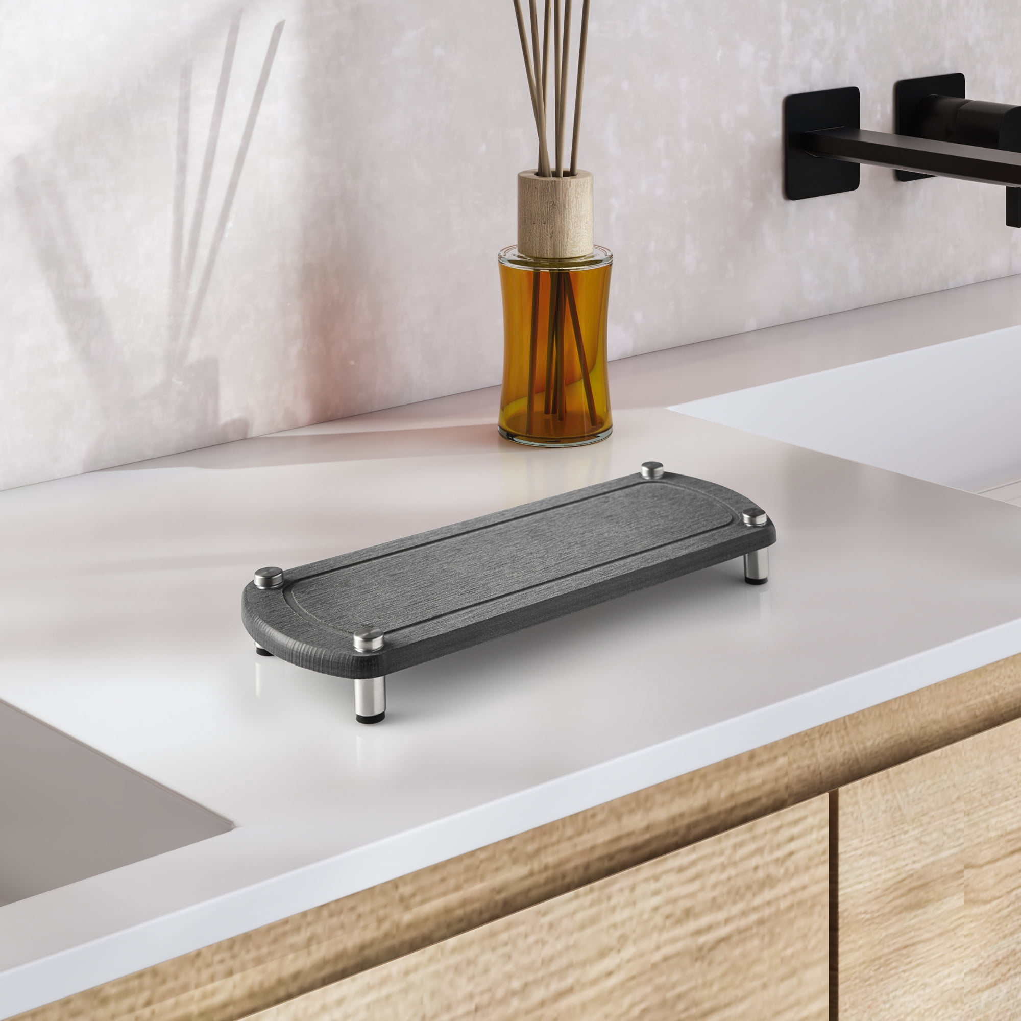 Thyme & Table Diatomite Sink Water Absorbing Tray, Grey