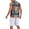 thumbnail image 5 of Easygdp Elephant in Smoke Men's Mesh Basketball Jersey Quick Drying Sleeveless Shirts Fitted Muscle Tank Tops Sport Round Neck T-Shirt - Small, 5 of 9