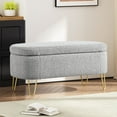 thumbnail image 4 of Aukfa Modern Oval Storage Ottoman Bench with Flip-Top Lid – Upholstered Entryway/Bedroom/End-of-Bed Bench,Gray, 4 of 7