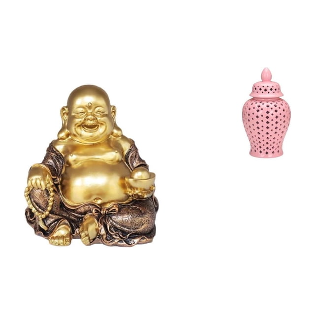 Estatua de Buda,Figuras de estatuas de Buda Bodhisattva de meditación,Tarro de jengibre de cerámica,Jarrón de cerámica con jengibre y arreglo floral,Jarrón decorativo de porcelana con tapa