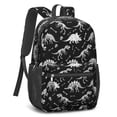 thumbnail image 2 of Dinosaur and Bone Black Pattern 17" School Backpacks for Teens,Waterproof Oxford Fabric,S-Shape Padded Straps for School,Travel,Hiking,Camping, 2 of 6