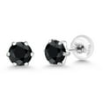 thumbnail image 5 of Gem Stone King Black Sapphire Platinum Stud Earrings for Women Men (1.38 Cttw, Gemstone Birthstone, Round 5MM), 5 of 6
