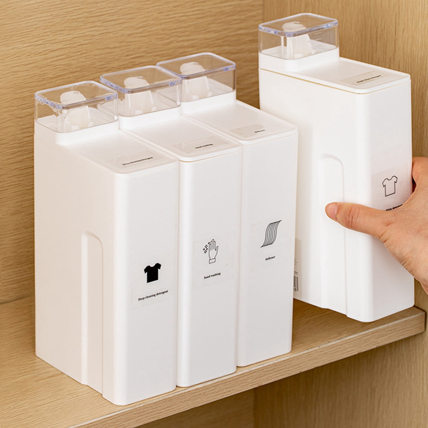 35oz Laundry Detergent Dispenser Container TeqHome 1 Pack Liquid Laundry Dispenser for Laundry Room with Waterproof Labels, White
