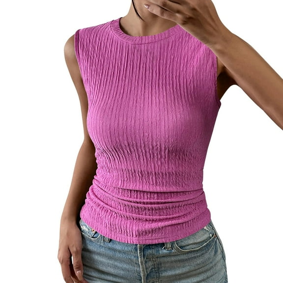 Sngxgn Lace Camisole Tank Tops for Women, Soft Stretch Ribbed Cotton(Pink,L)