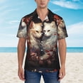 thumbnail image 2 of Honeii Flower Cat Couple Print Men’s Hawaiian Shirt,Classic Button-Down Short Sleeve Shirt, for Beach, Vacation, and Outdoor Activities,Medium, 2 of 7