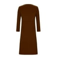 thumbnail image 4 of Long Sleeve Tunic Dress for Women Plus Size Fall Maxi Dresses Loose Casual Plain Long Dresses with Pocket Brown, 3XL, 4 of 5