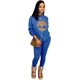 thumbnail image 1 of Chándal para mujer, multicolor, casual, de dos piezas, con hombros anchos, versión holgada, azul, L Xishao ropa, 1 of 2