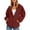 Red, variant on Women's Full Zip Up Mock Neck Sweatshirt Jacket Casual Long Sleeve with Pockets Loose Fit Lightweight Coat