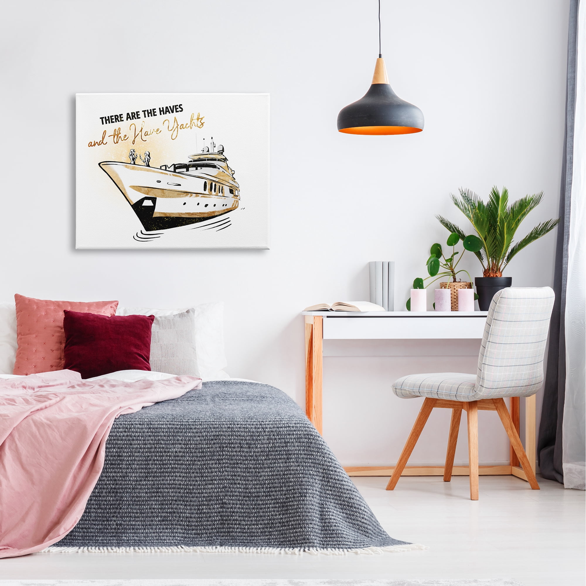 Stupell Industries Haves and Have Yachts Trendy Luxury Glam Phrase Graphic Art Gallery Wrapped Canvas Print Wall Art, Design by Ziwei Li