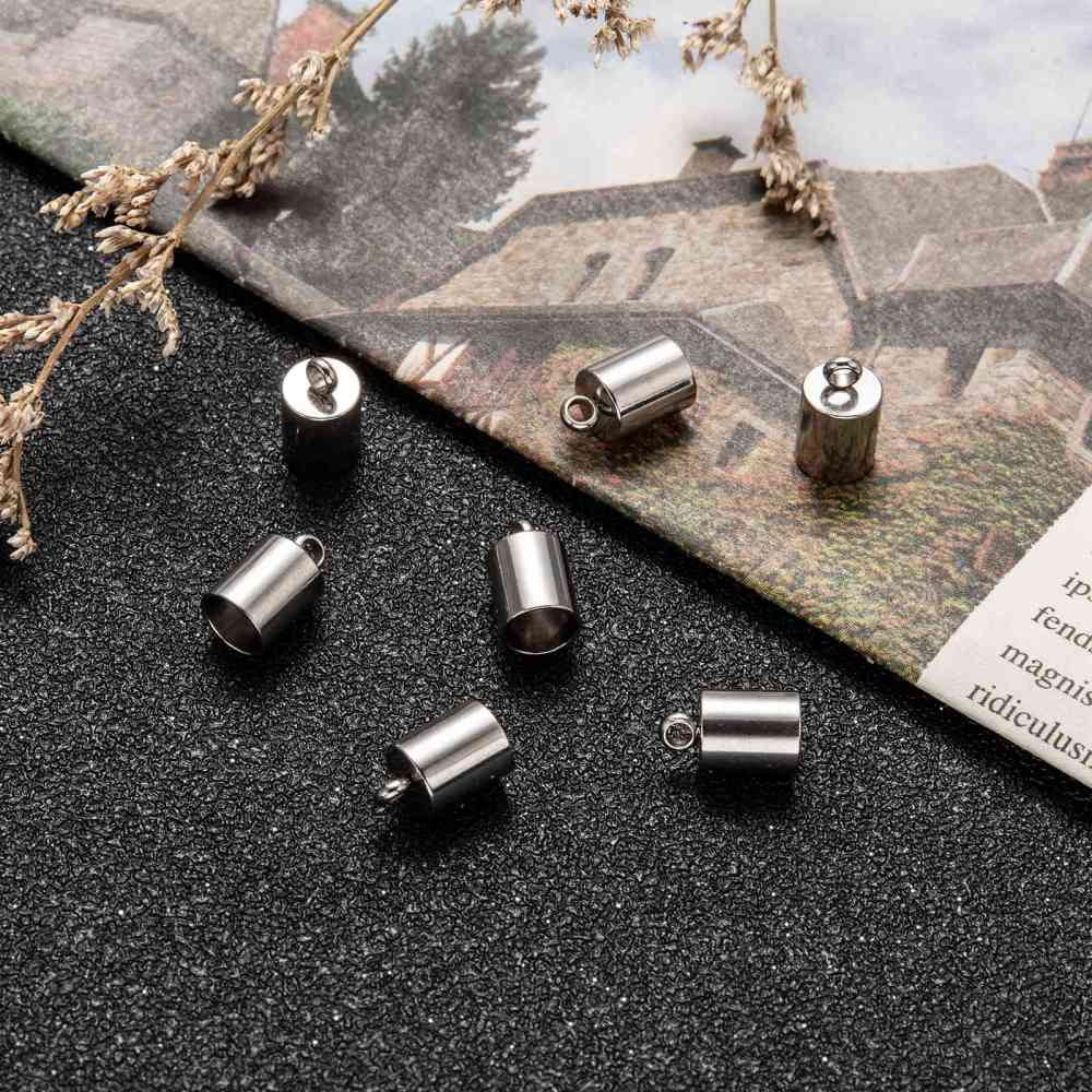 200 pc Tarnish Resistant 304 Stainless Steel Cord Ends End Caps Stainless Steel color 10x6mm Hole: 2mm Inner Diameter: 5mm