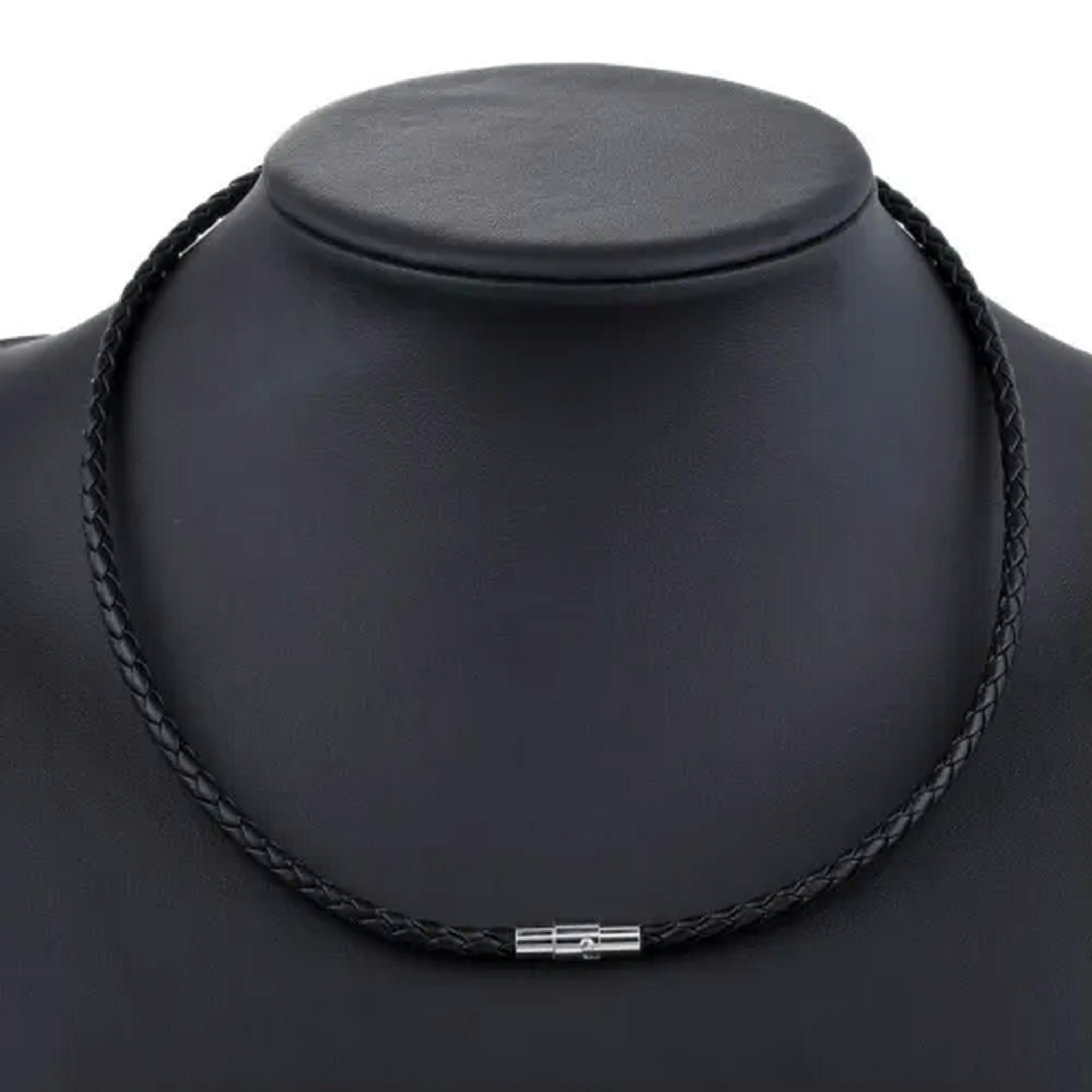 K-ked 4 6mm Mens Black Braided Cord Rope Leather Necklace Choker W 