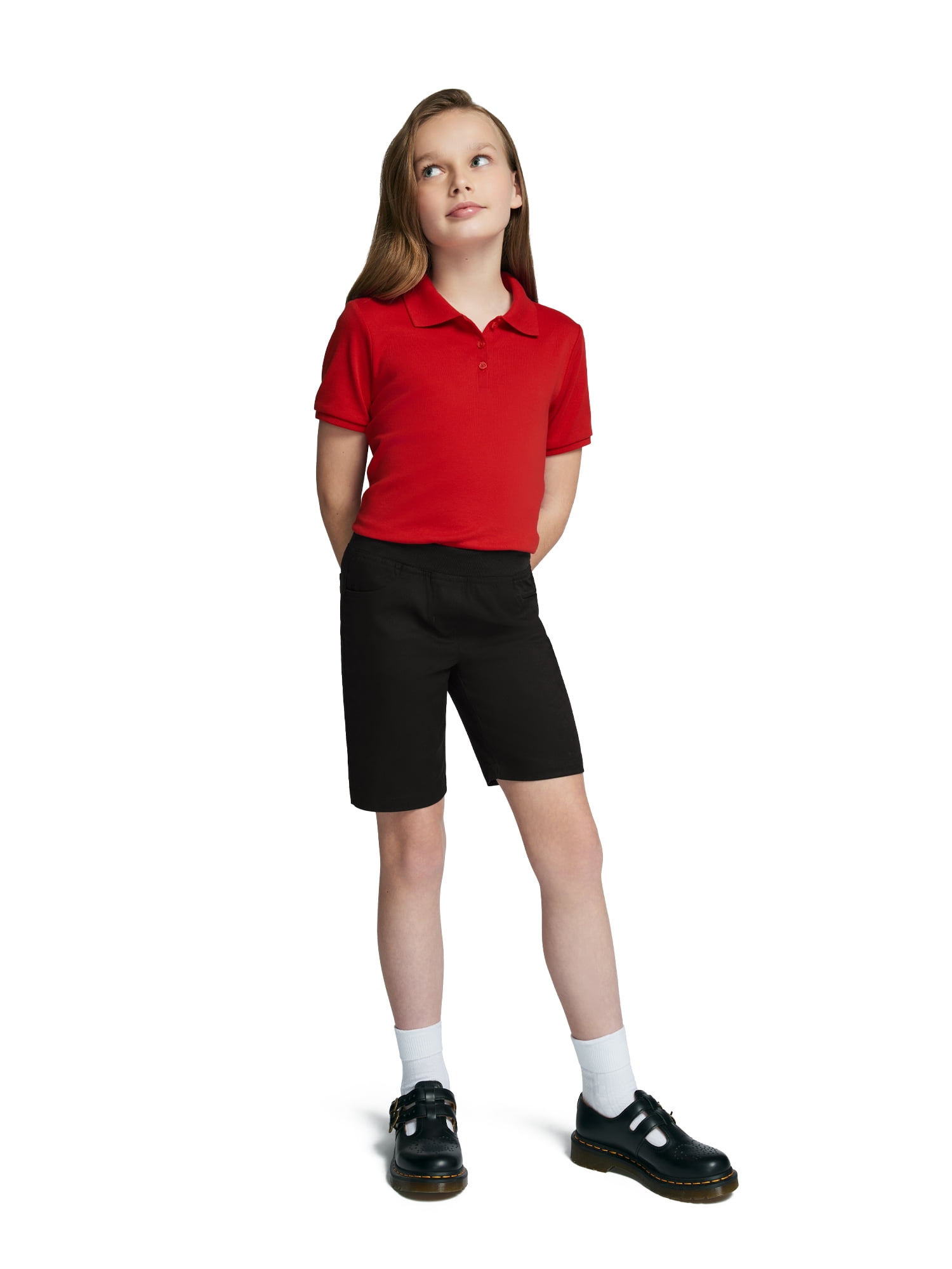 Wonder Nation Girls School Uniform Pull On Shorts, Sizes 4-16
