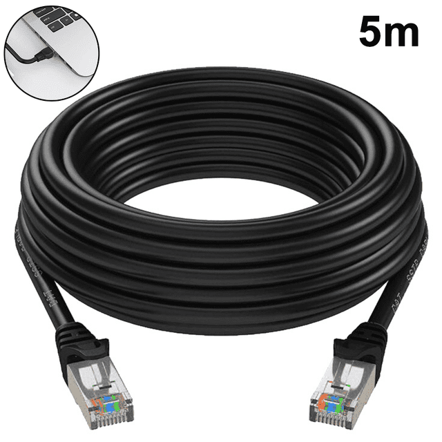 Câble Ethernet Cat6 Gigabit Plat, Câble LAN Réseau avec Pinces pour Câbles, Connecteurs Rj45 Sans Accroc pour Ordinateur/modem/routeur/X-Box Plus Rapide Que Cat5e/Cat5