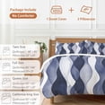 thumbnail image 6 of 3 Piece Navy Blue Duvet Cover Set Queen Size, Microfiber Comforter/Quilt Cover with Corner Ties and 2 Pillowcases, Modern Moire Abstract Ripple Geometric All Season Soft Bedding with Zipper Closure, 6 of 8