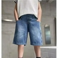 thumbnail image 2 of Boys Jean Shorts Slim Fit Elastic Waist Summer Trousers Short Boys Summer Clothes Toddler Boys Clothes 3-4 Years, 2 of 9