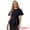 Dark Blue, variant on Unique Bargains Women's Peplum Round Neck Bell Sleeve Belted Waist Blouse S Black
