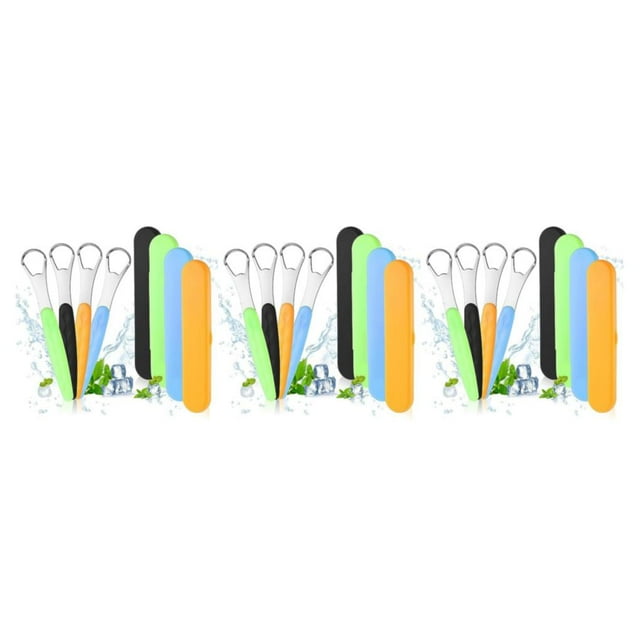 ziyahi Convenient Travel Tongue Cleaner Small Occupation And Light Weight Cleaner Tongue Scraper Portable 4pcs 3Set