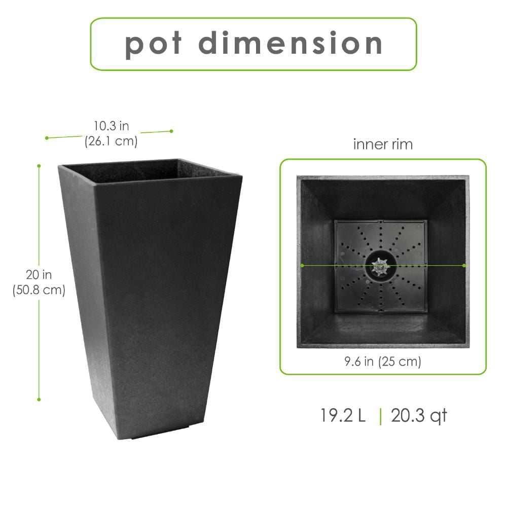 Tierra Verde 10" x 20" Sonata Rectangle Planter In Slate, Made from recycled materials