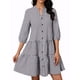 thumbnail image 1 of VESTIDO PLAID CUELLO EN V MANGA 3/4 A-LINE DE INSPIRE CHIC TALLA XL NEGRO BLANCO, 1 of 7