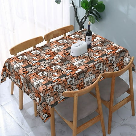 

Tablecloth Cute Dogs And Cats Print Table Cloth For Rectangle Tables Waterproof Resistant Picnic Table Covers For Kitchen Dining/Party(54x72in)