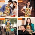 thumbnail image 4 of Beige Red Sunflower Pattern Apron-Garden Aprons for Women with Pockets-Cotton Linen Waterproof Kitchen Cooking Gardening Aprons Adjustable for Kitchen,Cooking,BBQ and Salon 33x27 Inch, 4 of 7