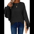 thumbnail image 1 of Suéter Básico Tipo Túnica para Mujer, Talla Grande, Larga, Holgado, Elegante, Cuello Redondo. Negro XXL, 1 of 8