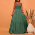 thumbnail image 2 of DHFJKG Women's Summer Dress Smocked Cami Spaghetti Strap A Line Maxi Dress Fashion Beach Vacation Clothes Stylish Dresses, 2 of 6