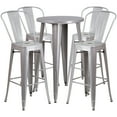 thumbnail image 2 of Emma + Oliver Commercial 24" Round Silver Metal Indoor-Outdoor Bar Table Set-4 Cafe Stools, 2 of 5