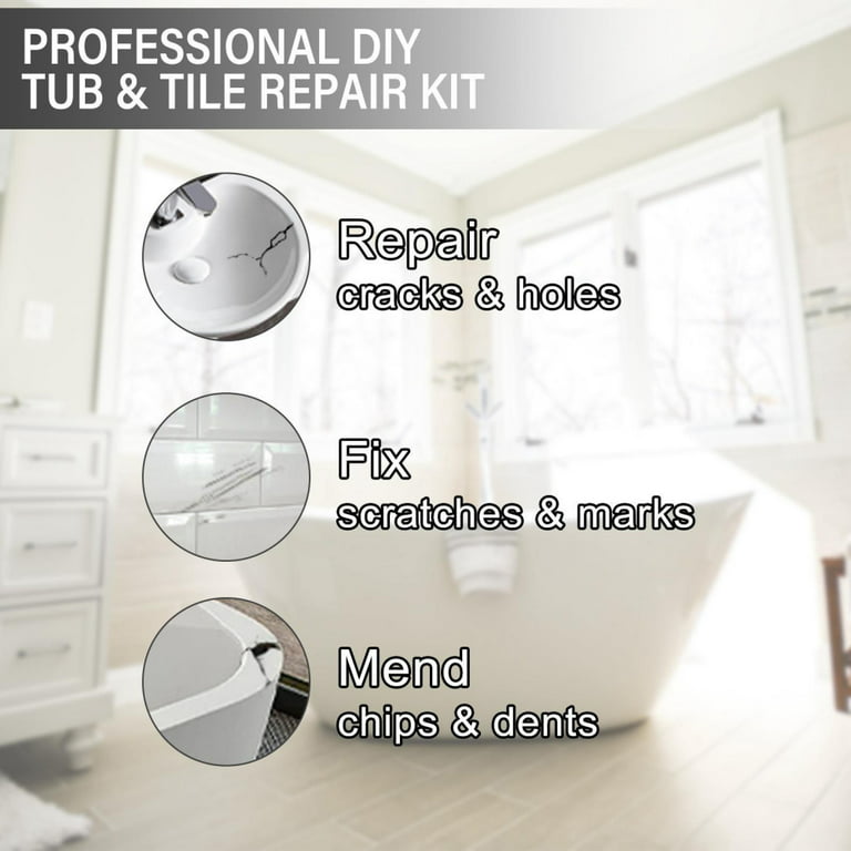 Tub, Tile and Shower Repair Kit (Color Match), Fiberglass Repair Kit,  Porcelain Repair Kit for Tubs, Ceramic Toilet Fiberglass Stone Chips Scraps